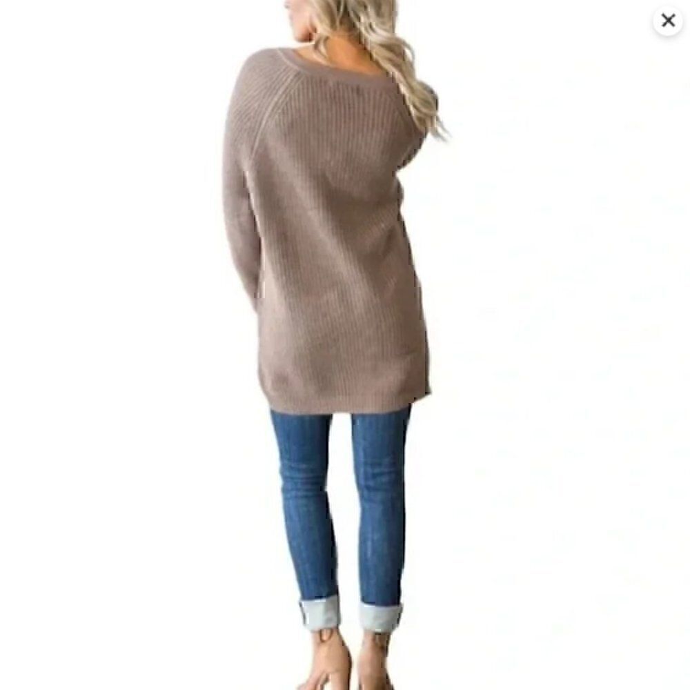 Military Hippe Lace Up V-neck Neck Green Knit Sweater one size - Picture 2 of 14